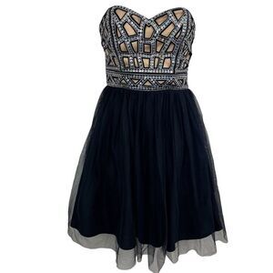 BLONDIE NITES Navy Sequin Strapless Whimsigoth Prom Homecoming Dress Babydoll 3